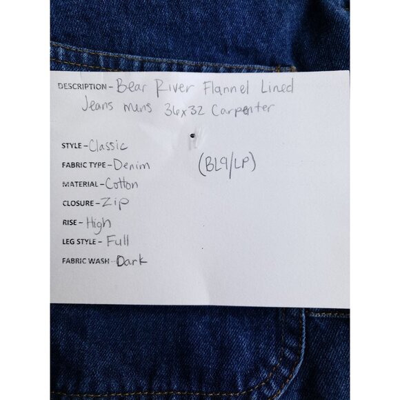 Bear River Men's Size 36/32 Flannel Lined Denim Jeans - Picture 10 of 10